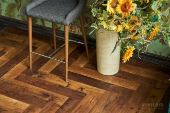 ПВХ плитка VINILAM PARQUET HERRINGBONE Glue GD11155 Паркет Парижский Glue